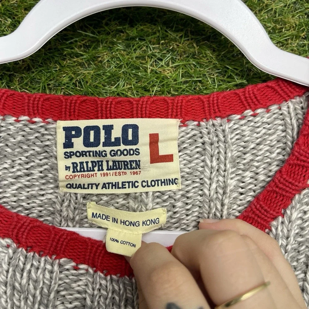 Vintage Polo Ralph Lauren Sweater Mens Large Ribbed PRL Polo Sporting Goods 90s